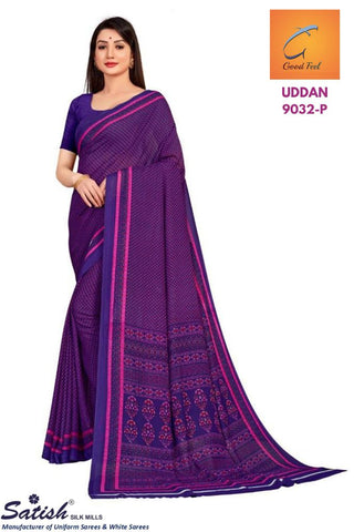 Designer Small Print Pink Chiffon Saree