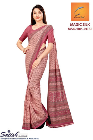 Designer Crepe Silk ROSE Printed Uniform Saree