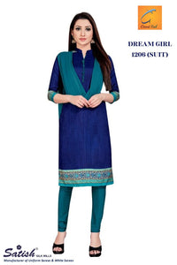 Blue Plain Crepe Uniform Dress Material