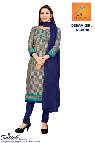 Checks Printed Blue Crepe Uniform Salwarr Suit With Dupatta for Teacher