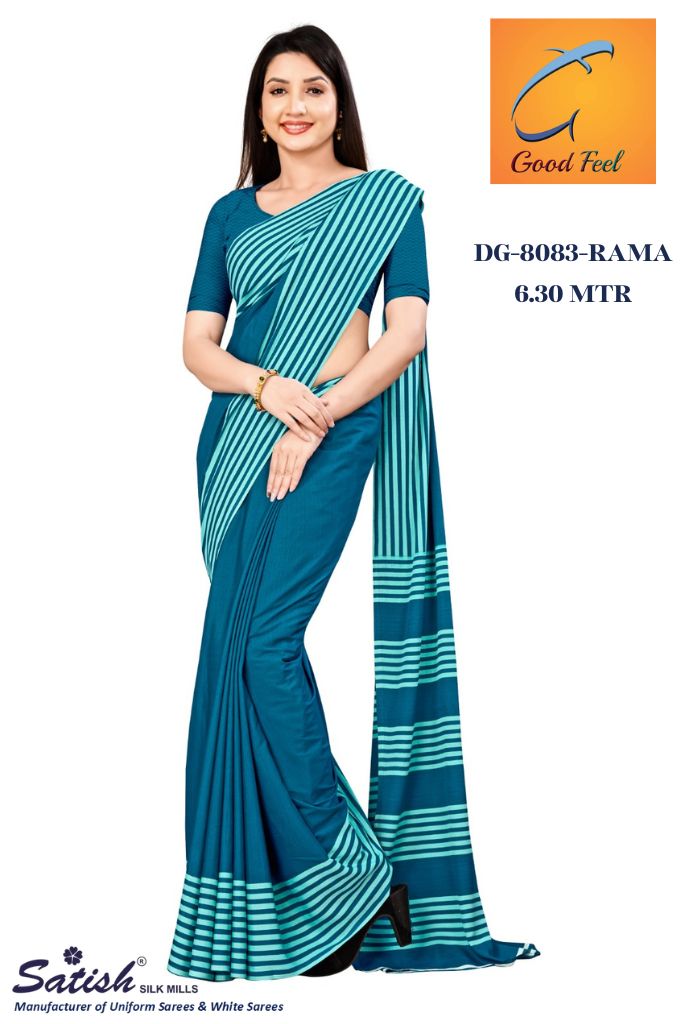 Rama Plain Uniform Crepe Saree for Teacher