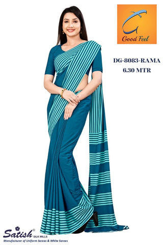 Rama Plain Uniform Crepe Saree for Teacher