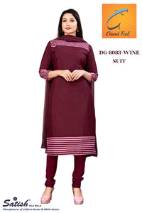 Wine Plain Uniform Crepe Dress Material for Teacher