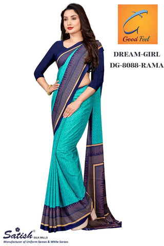 Plain Rama Crepe Teacher Uniform Saree (DG-8088)