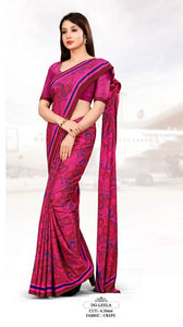 Designer Crepe Pink Floral Print Saree