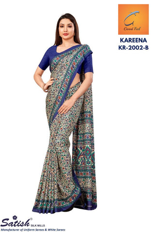 Floral Print Kotfeel Blue Printed Saree