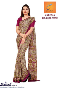 Floral Print Kotfeel Wine Printed Saree