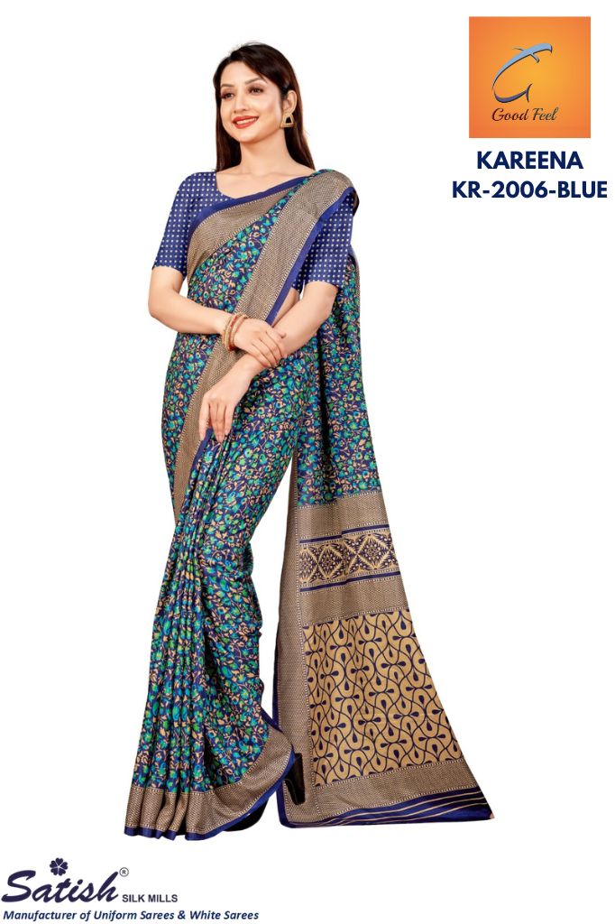 Floral Print Kotfeel Blue Printed Saree