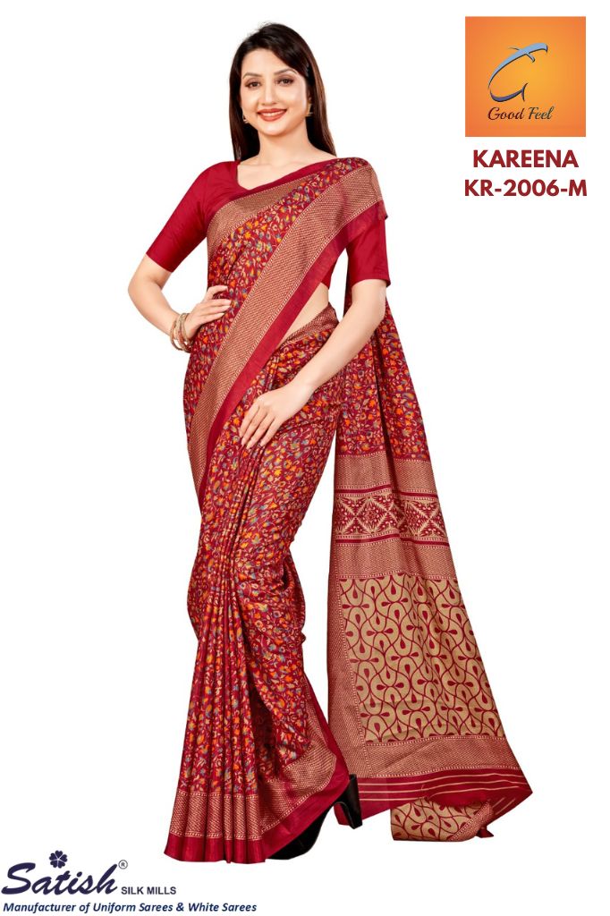 Floral Print Kotfeel Red Printed Saree