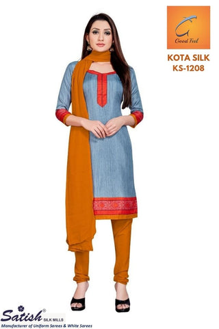 Plain Grey Kota Silk Uniform Dress Material