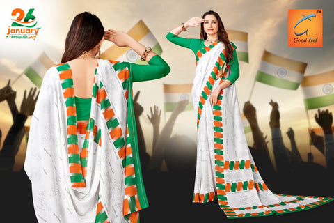 Crepe Tiranga Printed Saree