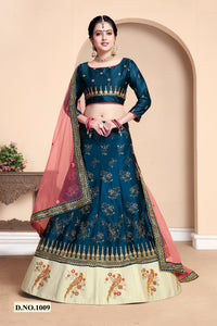 Blue Designer Silk Embroidered Lehenga