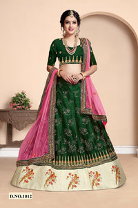 Green Designer Silk Embroidered Lehenga