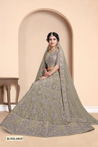Grey Net Embroidered Lehenga