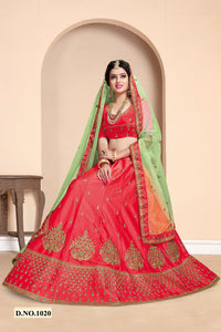 Red Silk Embroidered Lehenga Choli with Dupatta